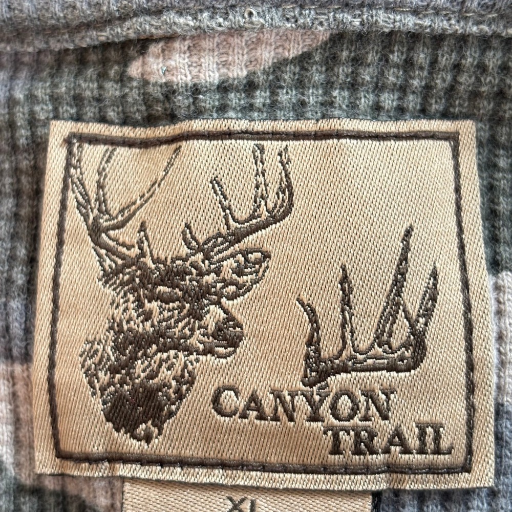 Canyon Trail Men XL Henley Shirt Green Camo Waffle Knit Thermal Outdoor 19787 - Picture 10 of 11